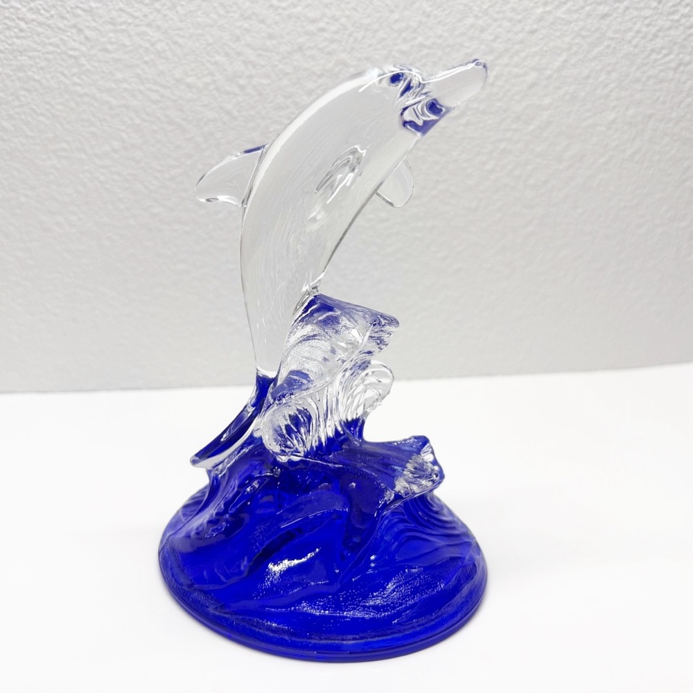 Vintage Cristal D’Arques Crystal Dolphin on Waves Figurine